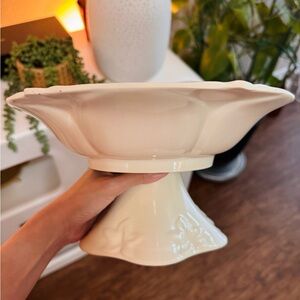 Elegant Cream Pedestal Bowl.